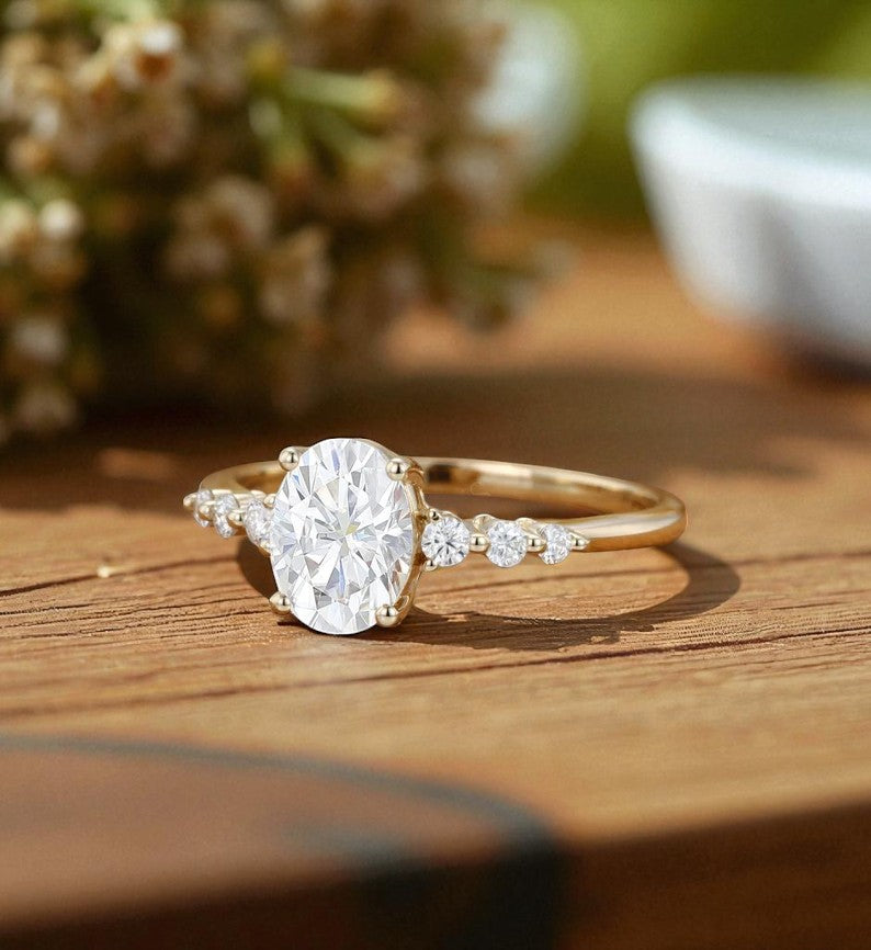 1.5CT Oval Cut Lab Grown Diamond Engagement Ring, Bridal Promise