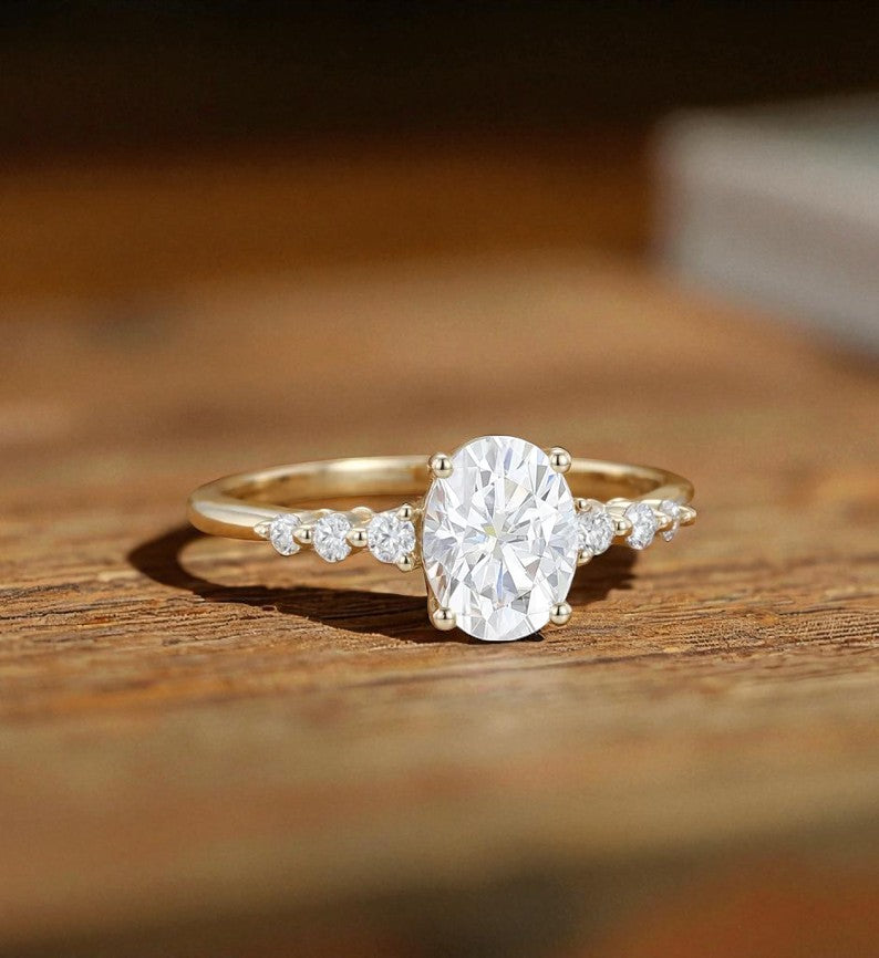 1.5CT Oval Cut Lab Grown Diamond Engagement Ring, Bridal Promise