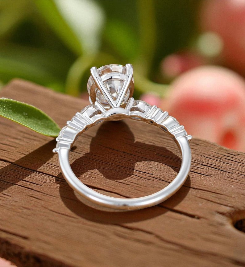 1.5CT Oval Lab Grown Diamond Engagement Ring • Vintage-Inspired White Gold Ring