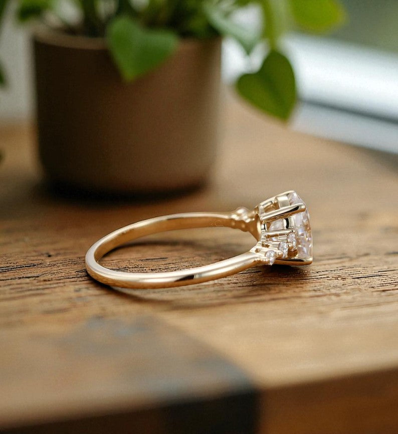 1.5CT Oval Cut Lab Grown Diamond Engagement Ring, Bridal Promise