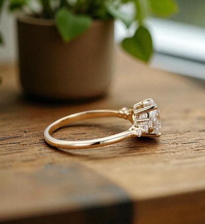 1.5CT Oval Cut Lab Grown Diamond Engagement Ring, Bridal Promise