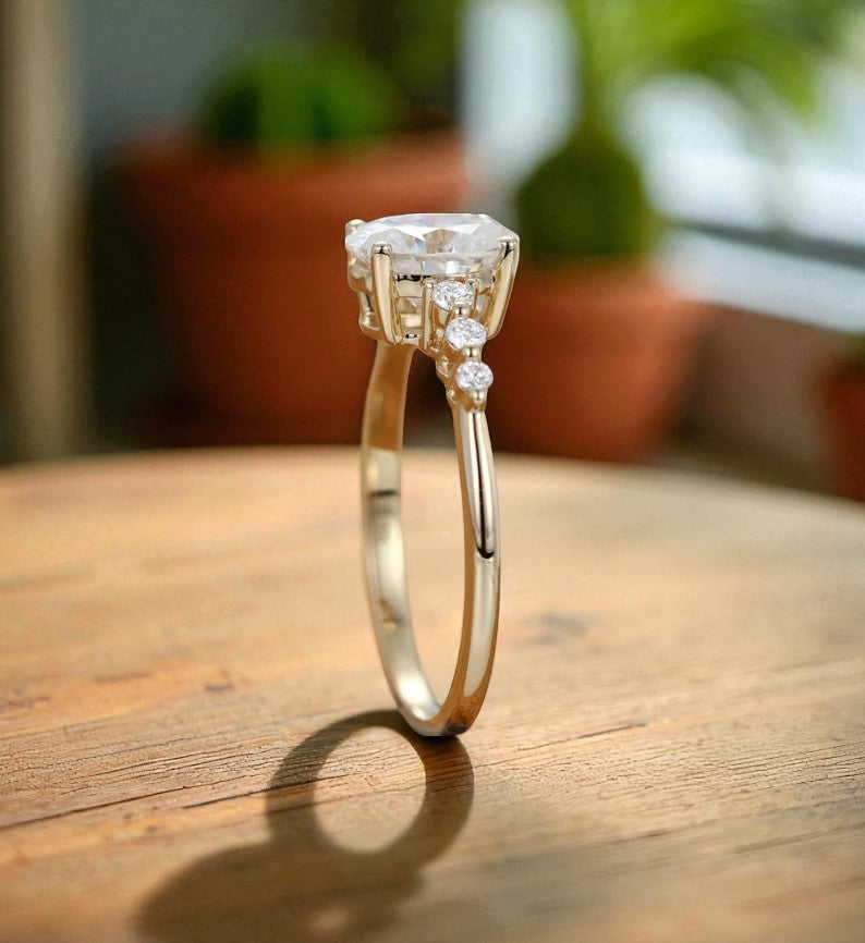 1.5CT Oval Cut Lab Grown Diamond Engagement Ring, Bridal Promise