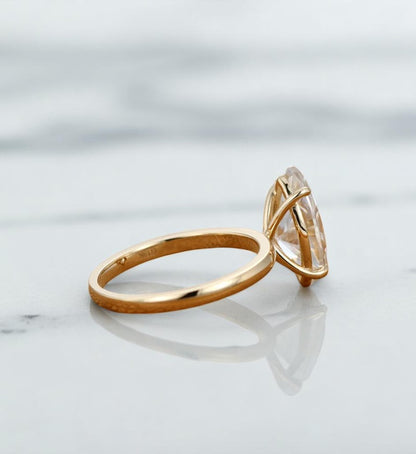 3 ct marquise lab-grown diamond solitaire ring in 14k yellow gold and 18k
