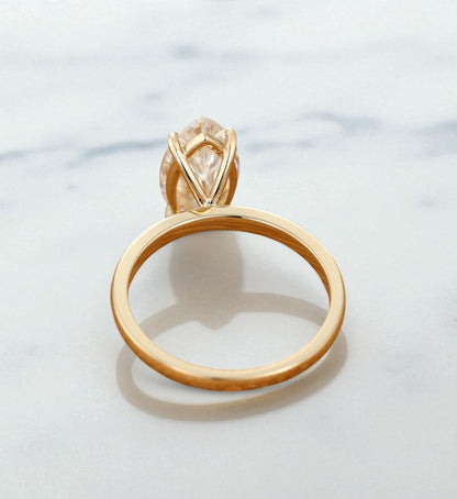 3ct Marquise Lab Grown Diamond Engagement Ring • 14K Yellow Gold Solitaire Ring