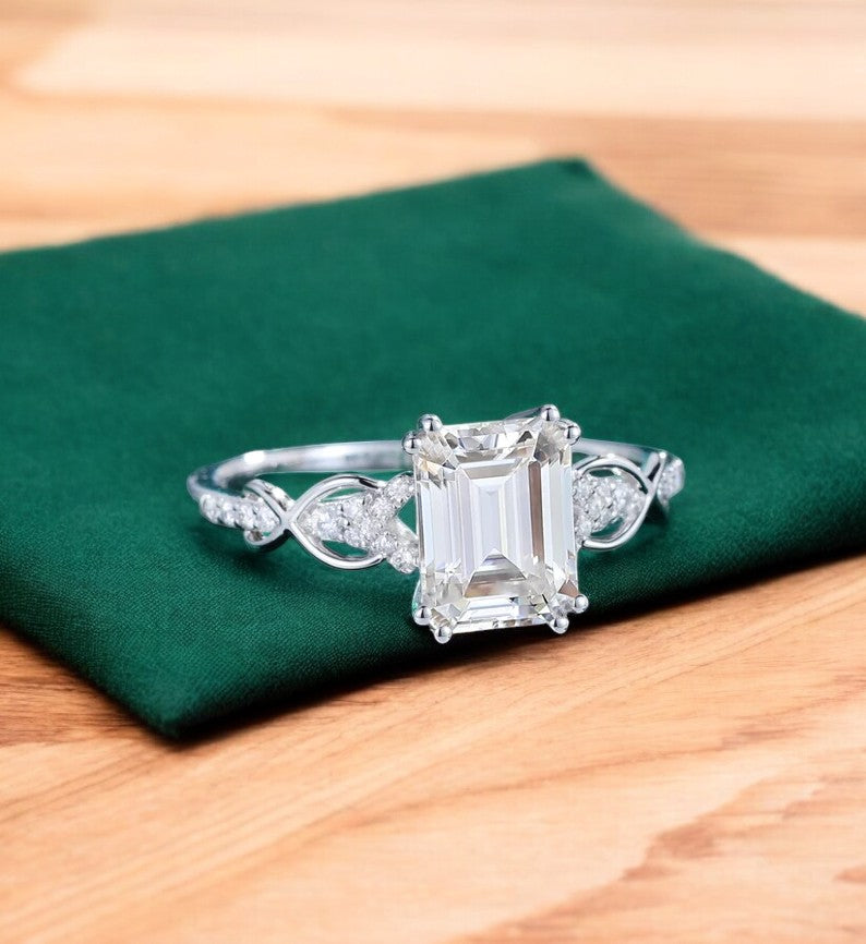 1.80ct Emerald Cut Lab Grown Diamond Engagement Ring