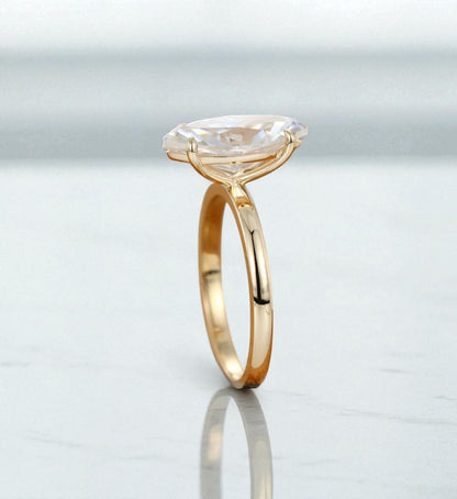 3ct Marquise Lab Grown Diamond Engagement Ring • 14K Yellow Gold Solitaire Ring