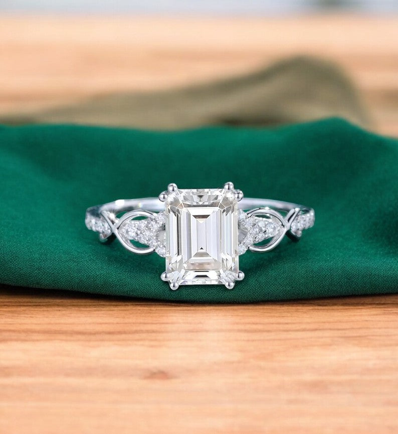 1.80ct Emerald Cut Lab Grown Diamond Engagement Ring