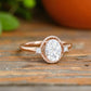 1.25 ct Oval Lab Grown Diamond Rose Gold Engagement Ring • Unique Bezel Set Diamond Ring