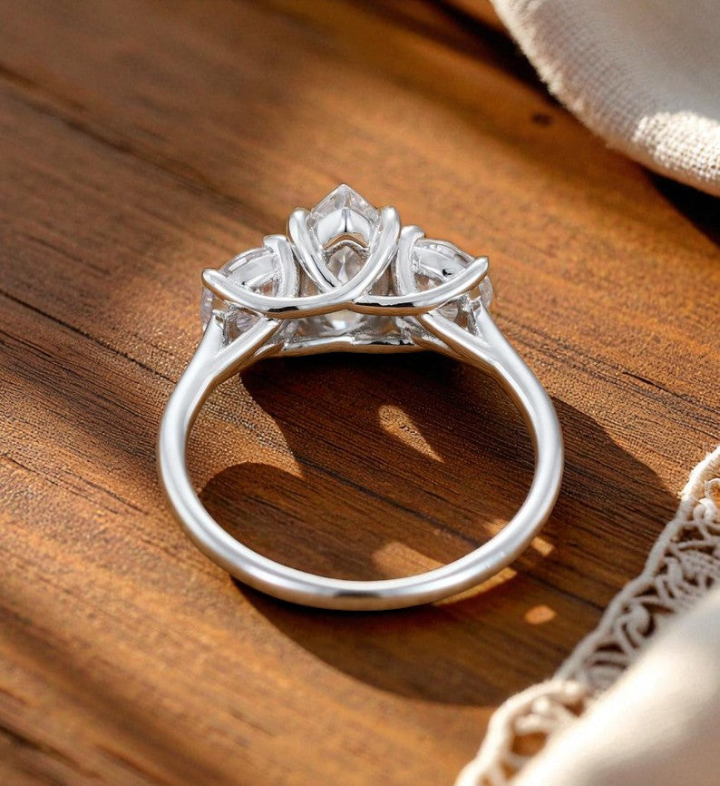1.00 ct Three Stone Marquise Cut Lab Grown Diamond Engagement Ring