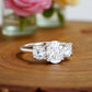 1.00 ct Oval Lab Grown Diamond Engagement Ring • Unique 3-Stone White Gold Cluster Ring