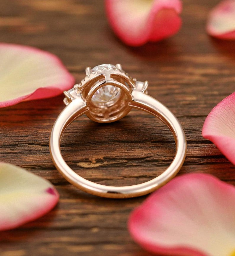 1.25 ct Oval Lab Grown Diamond Rose Gold Engagement Ring • Unique Bezel Set Diamond Ring