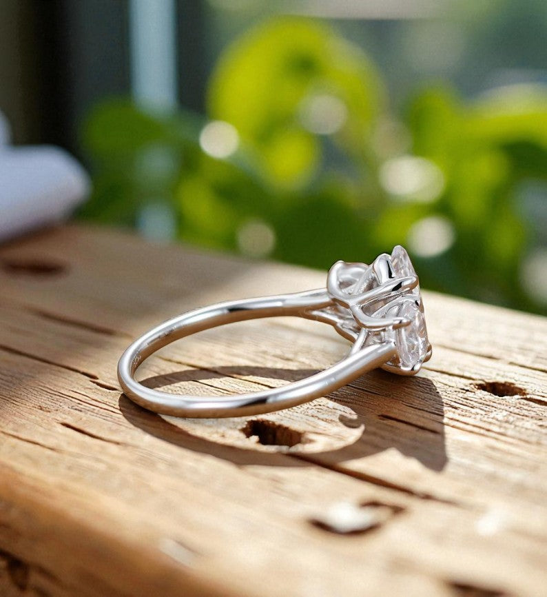 1.00 ct Three Stone Marquise Cut Lab Grown Diamond Engagement Ring