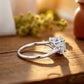 1.00 ct Oval Lab Grown Diamond Engagement Ring • Unique 3-Stone White Gold Cluster Ring