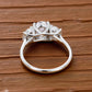 1.00 ct Oval Lab Grown Diamond Engagement Ring • Unique 3-Stone White Gold Cluster Ring