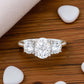 1.00 ct Oval Lab Grown Diamond Engagement Ring • Unique 3-Stone White Gold Cluster Ring