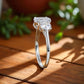 1.00 ct Oval Lab Grown Diamond Engagement Ring • Unique 3-Stone White Gold Cluster Ring