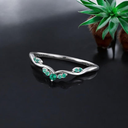 0.100ct Green Emerald Cluster Wedding Ring