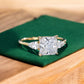 2.350 ct Princess Cut Lab Grown Diamond Engagement Ring • Three Stone Bridal Ring