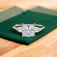 2.350 ct Princess Cut Lab Grown Diamond Engagement Ring • Three Stone Bridal Ring