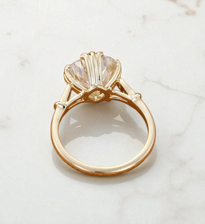 Lab Grown Cushion Cut Lab-Grown Engagement Ring • Vintage Yellow Gold Bridal Ring