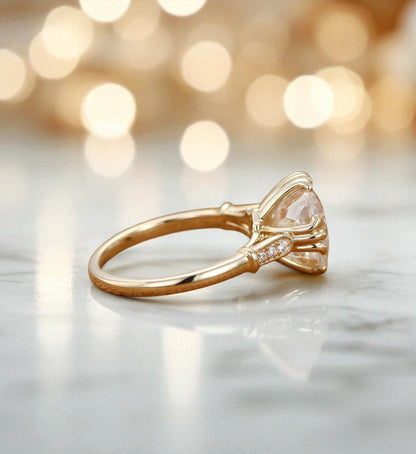 Lab Grown Cushion Cut Lab-Grown Engagement Ring • Vintage Yellow Gold Bridal Ring