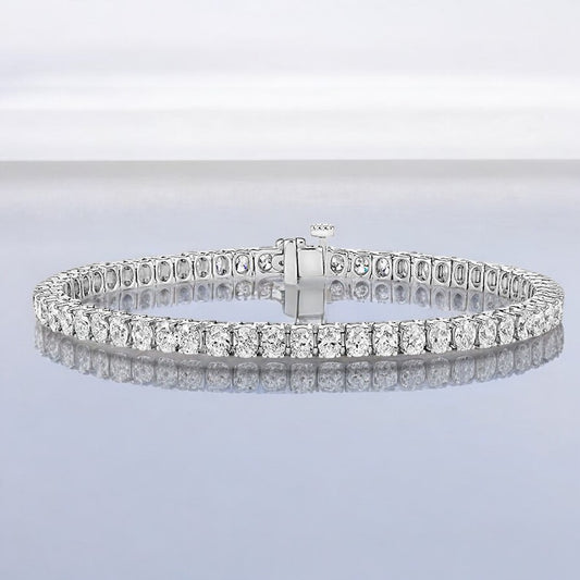 12.25ct. Oval Cut Natural Diamond Tennis Bracelet In 14k White Gold 7"