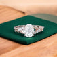 1.360ct Oval Cut Lab Grown Diamond Engagement Ring • Vintage Leaf Art Deco Bridal Ring