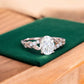 1.360ct Oval Cut Lab Grown Diamond Engagement Ring • Vintage Leaf Art Deco Bridal Ring