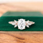 1.25 ct Oval Cut Lab Grown Diamond Engagement Ring • Vintage Marquise Diamond Cluster