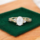 1.60ct Oval Lab Grown Diamond Engagement Ring, Leaf Art Deco Bridal Ring