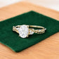 1.60ct Oval Lab Grown Diamond Engagement Ring, Leaf Art Deco Bridal Ring