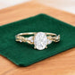 1.60ct Oval Lab Grown Diamond Engagement Ring, Leaf Art Deco Bridal Ring
