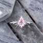 1.35ct Kite Cut Lab Pink Sapphire Engagement Ring • Three Stone Rose Gold Ring