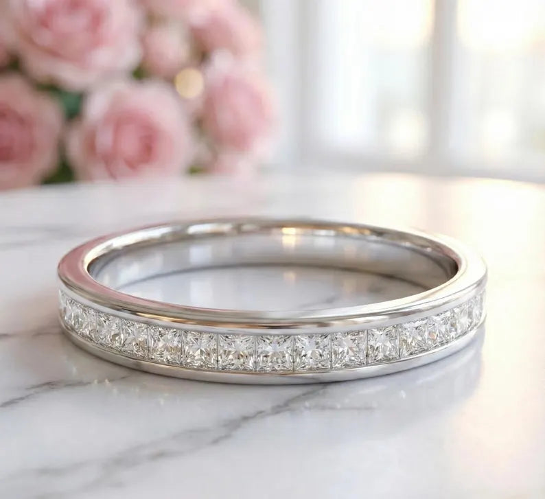 0.250Ct Princess Cut Lab Grown Diamond Wedding Band