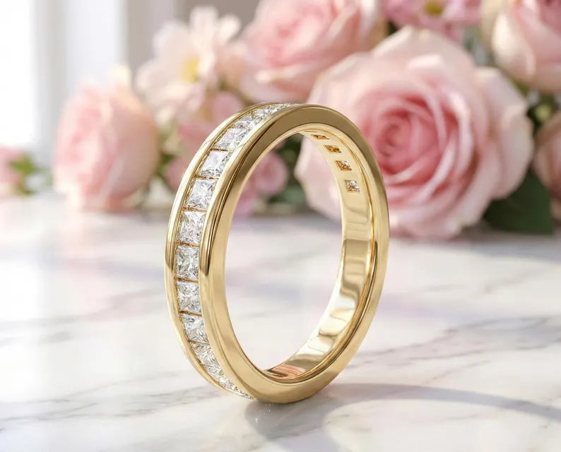 0.250Ct Princess Cut Lab Grown Diamond Wedding Band