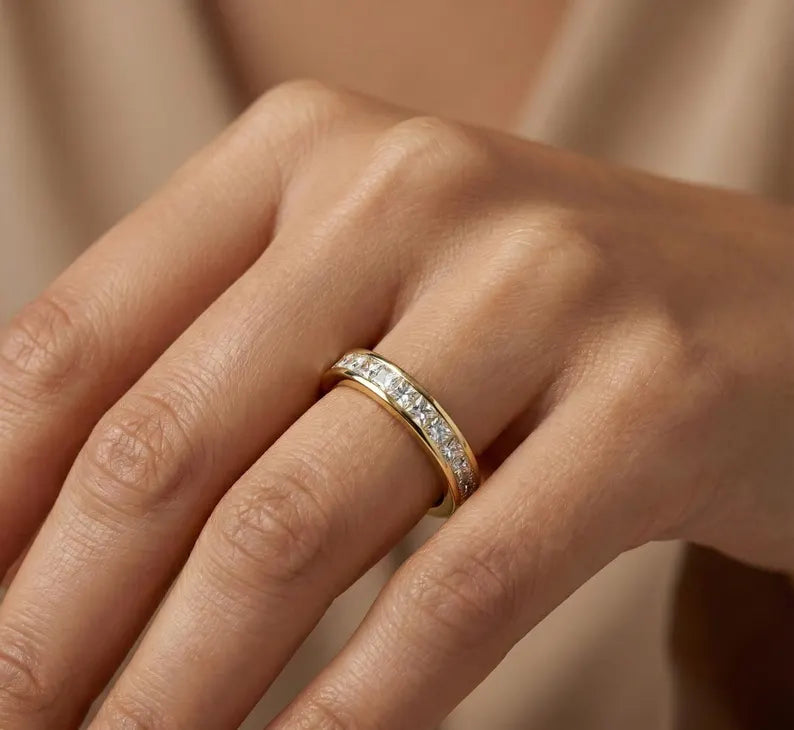 0.250Ct Princess Cut Lab Grown Diamond Wedding Band