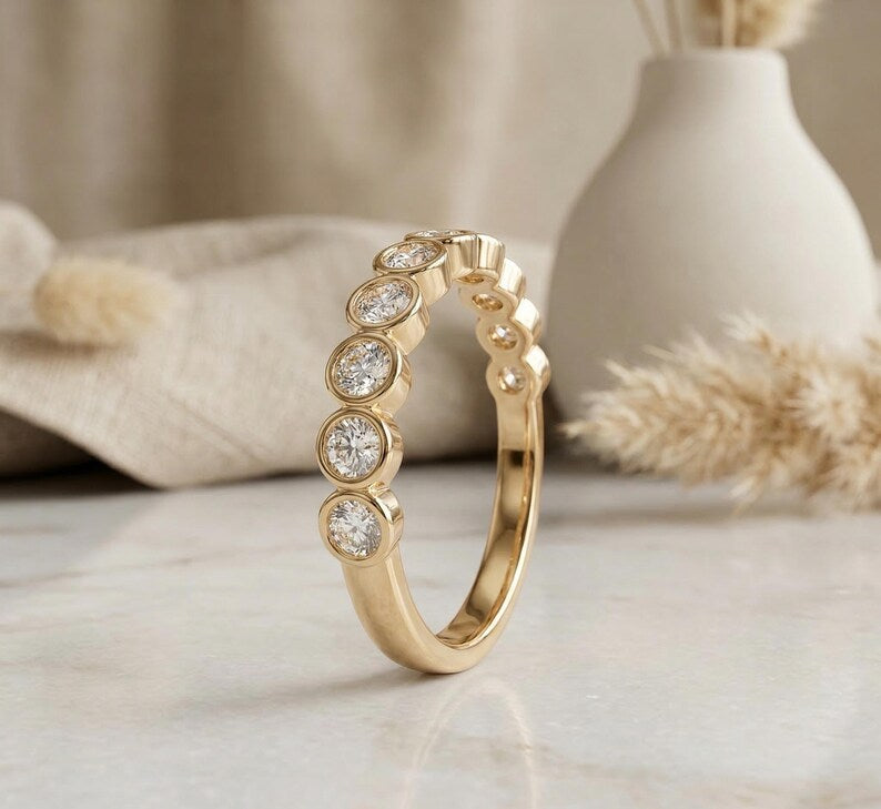 0.320 ct Diamond Half Eternity Ring - Bezel Set Lab Diamond Band