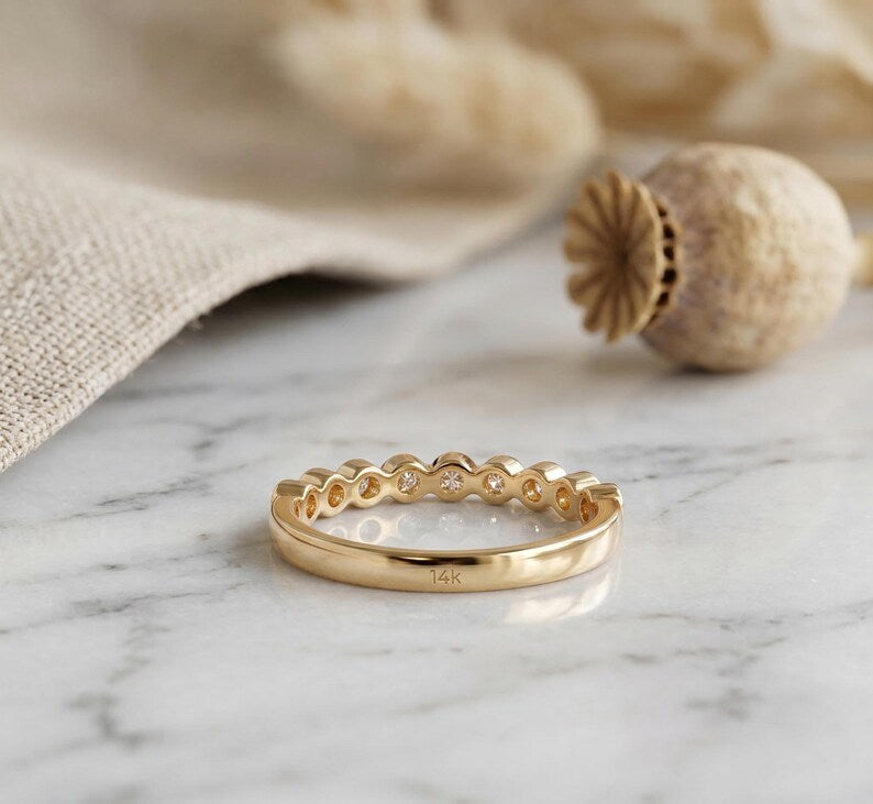 0.320 ct Diamond Half Eternity Ring - Bezel Set Lab Diamond Band