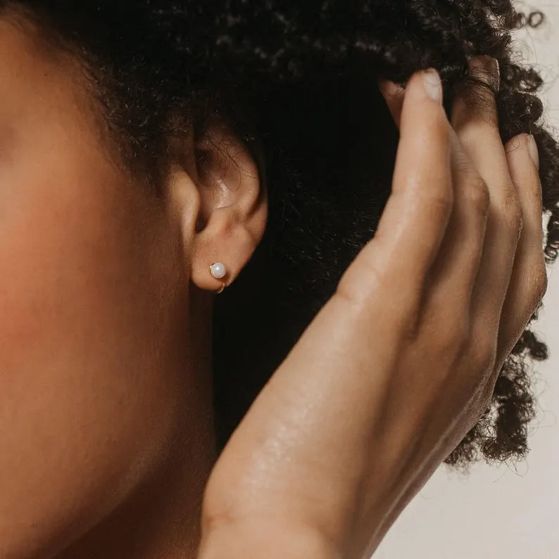 pearl hoop earrings 14k gold​


