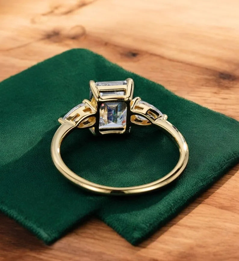 2.10ct Emerald Lab Diamond 3‑Stone Ring – Amavida Jewels