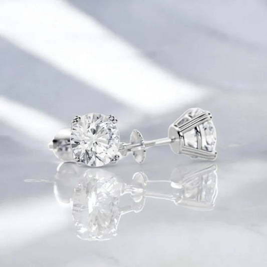 2.50 Carat Round Cut Solitaire Lab Grown Diamond Stud Earrings