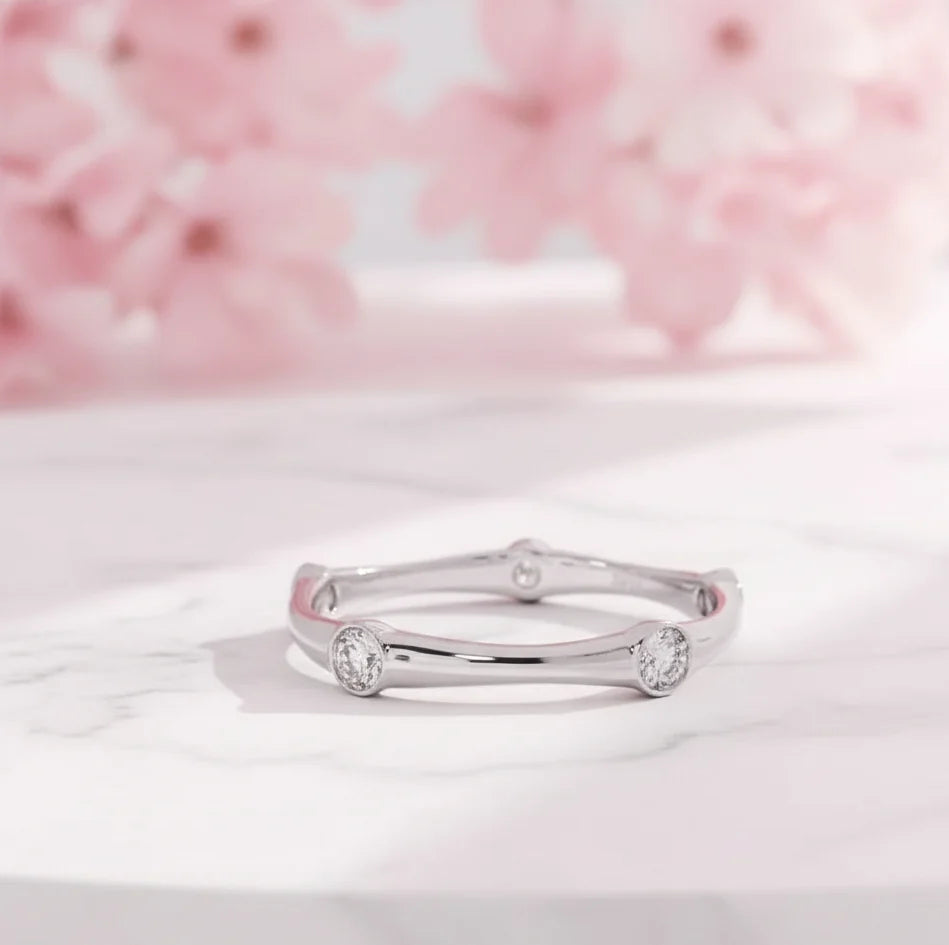 14K Gold Bezel Ring – Lab‑Grown Diamond Stackable