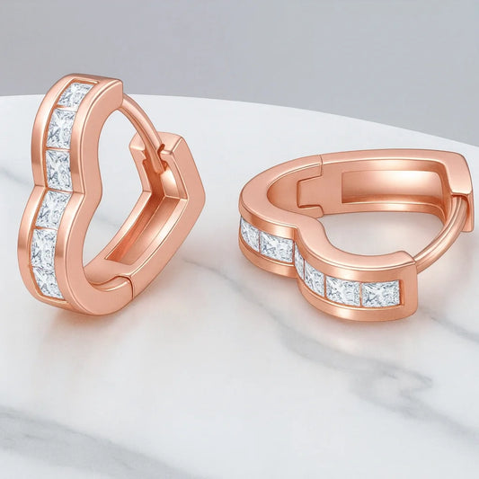 1 ct Heart Lab Diamond Hexagon Hoops | 14K Gold