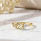 14K Gold Leaf Ring with Lab‑Grown Diamond
