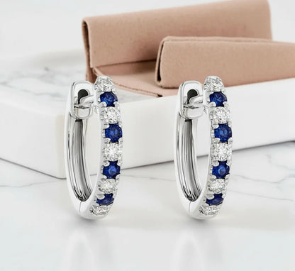 sapphire gold hoop earrings
