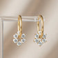 Lab-Grown Diamond Floral Cluster Gold Huggie Hoop Earrings