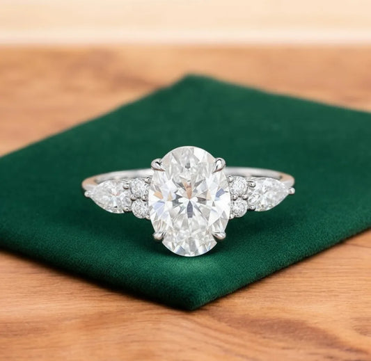 2.5 ct Oval Lab-Grown Diamond Three-Stone Vintage Ring
