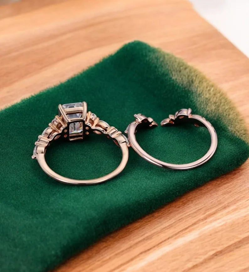 2.30 ct Emerald Lab-Grown Diamond Three-Stone Engagement Ring