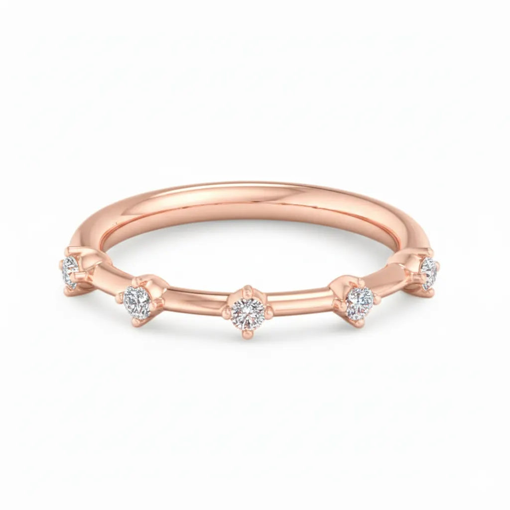 1/8 ct Eternity Lab Grown Diamond Wedding Band Floating Bubble Band Stacking Ring