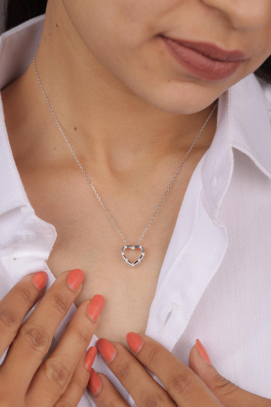 14k White Gold Heart Necklace